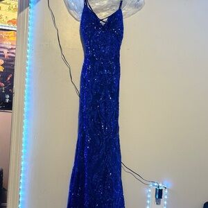Elegant Blue Sequin Gown